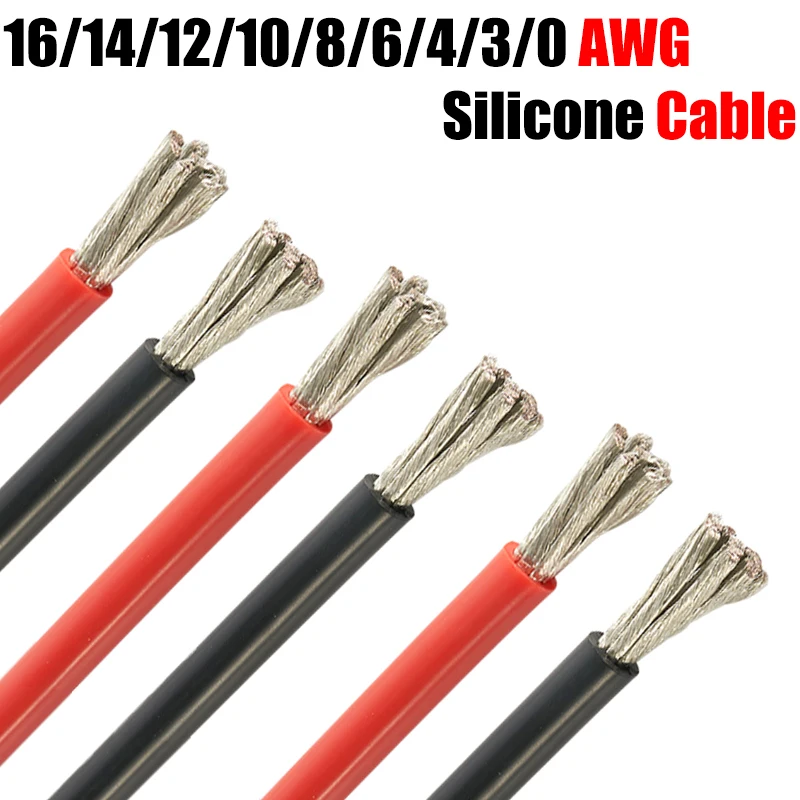 

Heat Resistant Silicone Wires 16 14 12 10 8 6 4 3 0 AWG Flexible Electrical Cable For Solar Panel Car Auto Inverter Battery