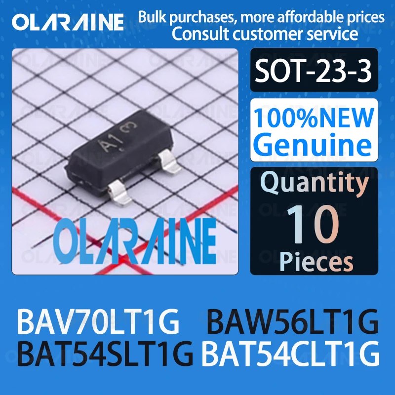 BAW56LT1G BAT54CLT1G BAV70LT1G BAT54SLT1G SOT-23-3 100%New Schottky diodes and rectifiers 30V 225mW Dual IC chip Original