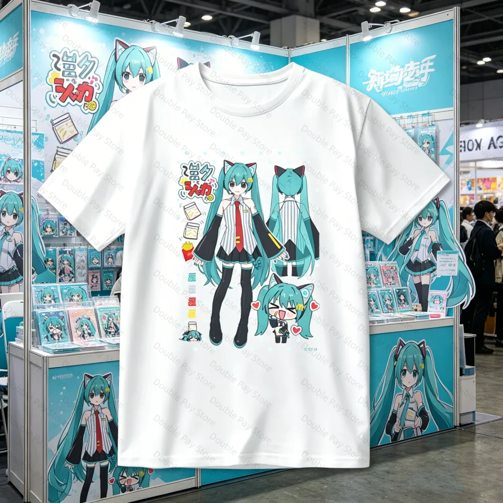 

Miku t-shirt Anime Kawaii Cat Ear Print T-shirt Men Women Tshirt Casual Short Sleeve Harajuku Streetwear Vocaloid Fans Tops