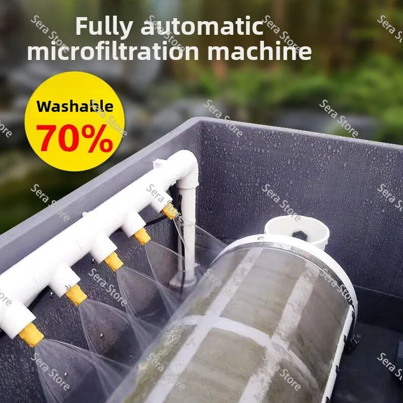 Fish Pond Rotary Drum Micro Filter Machine Automatic Backwash Leave-in Cotton Filter Fish Stool Separation Aquaculture Purifier