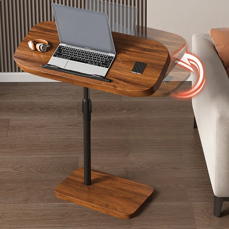 Adjustable Height Bedside Table Rolling Metal Frame Sofa Desk Tray for Bedroom Balcony Compact Living Room
