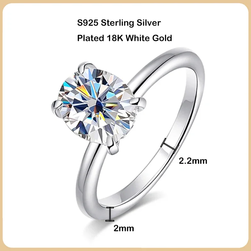 Ewya Luxe 1/2/3ct Ovaal Geslepen Full Moissanite Ring Voor Vrouwen S925 Verzilverd 18K Wit Goud Diamanten Ringen Bruids Trouwring