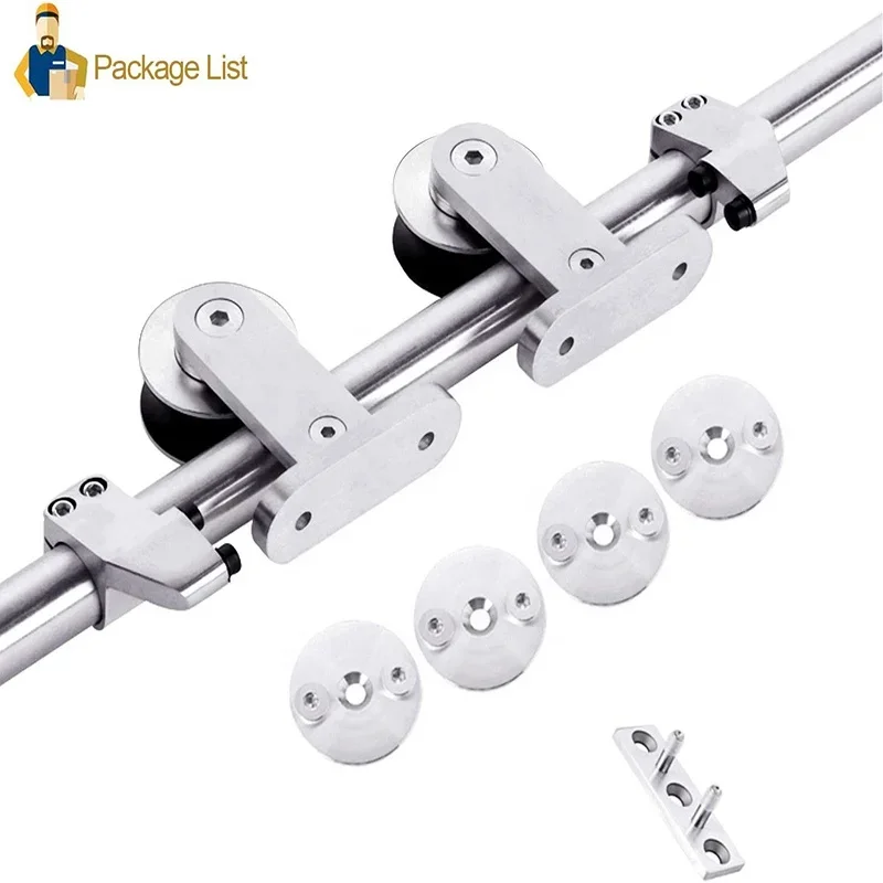 Gardens stainless steel top mounted basic wooden hardware kit fittings floor guide sliding barn door hardware track kit system