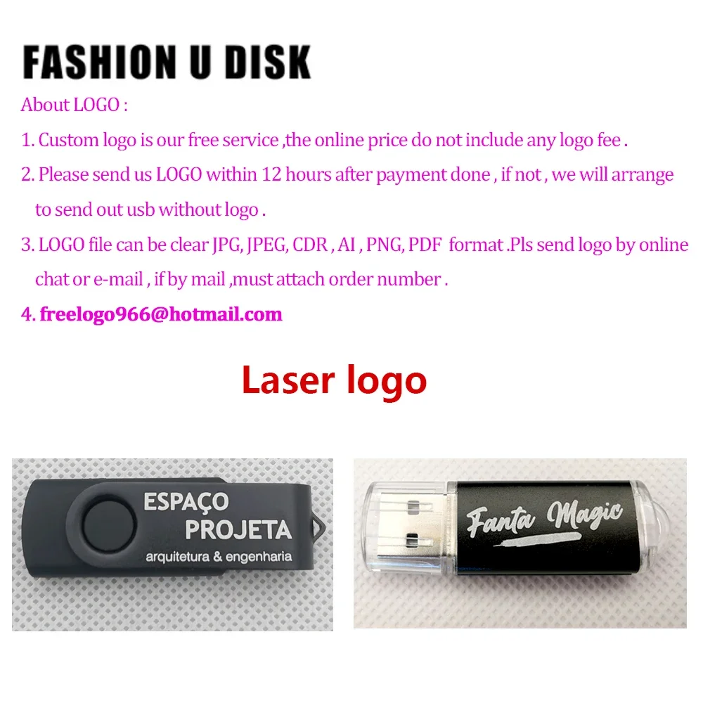 10pcs/lot Free Tailored Logo USB Flash Drive 2.0 Pendrive Wholesale Price 4GB 16GB 64GB 128GB Memory Stick for Photography Gifts