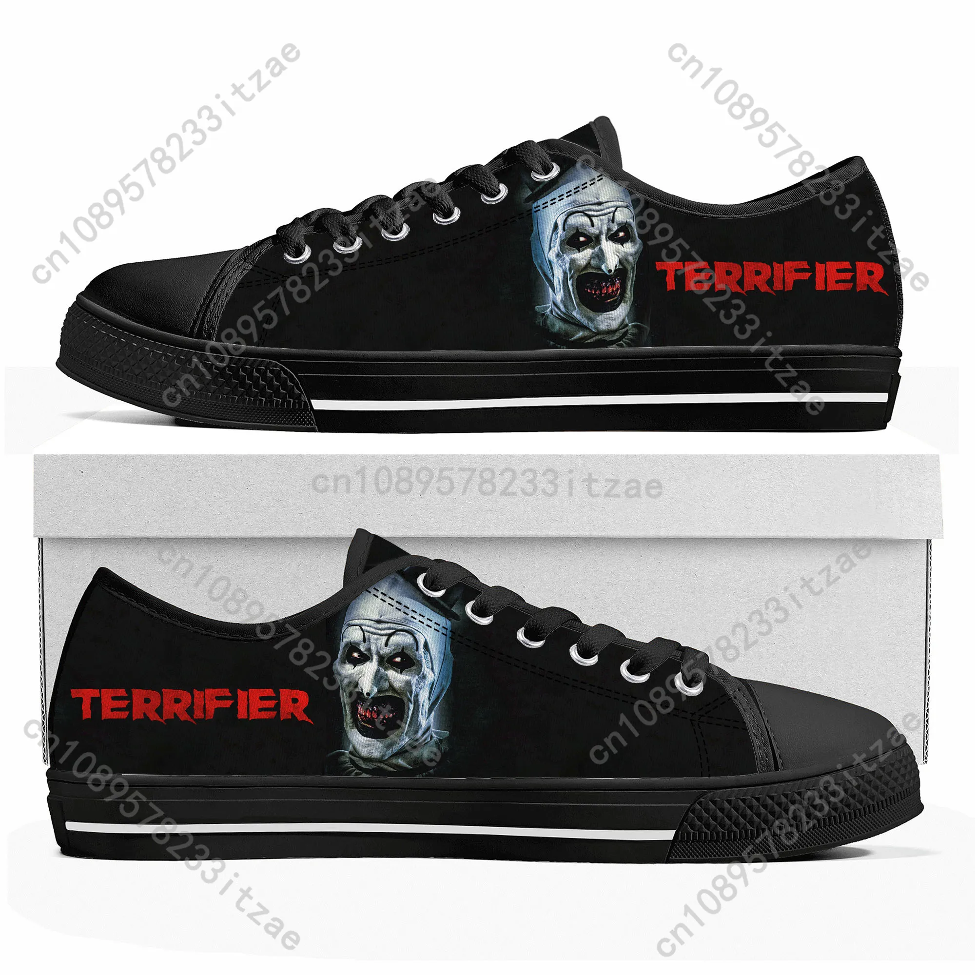 

Terrifier Clown halloween shoes Low Top Sneakers Mens Women Teenager High Quality Canvas Sneaker couple Casual Shoes Custom Shoe