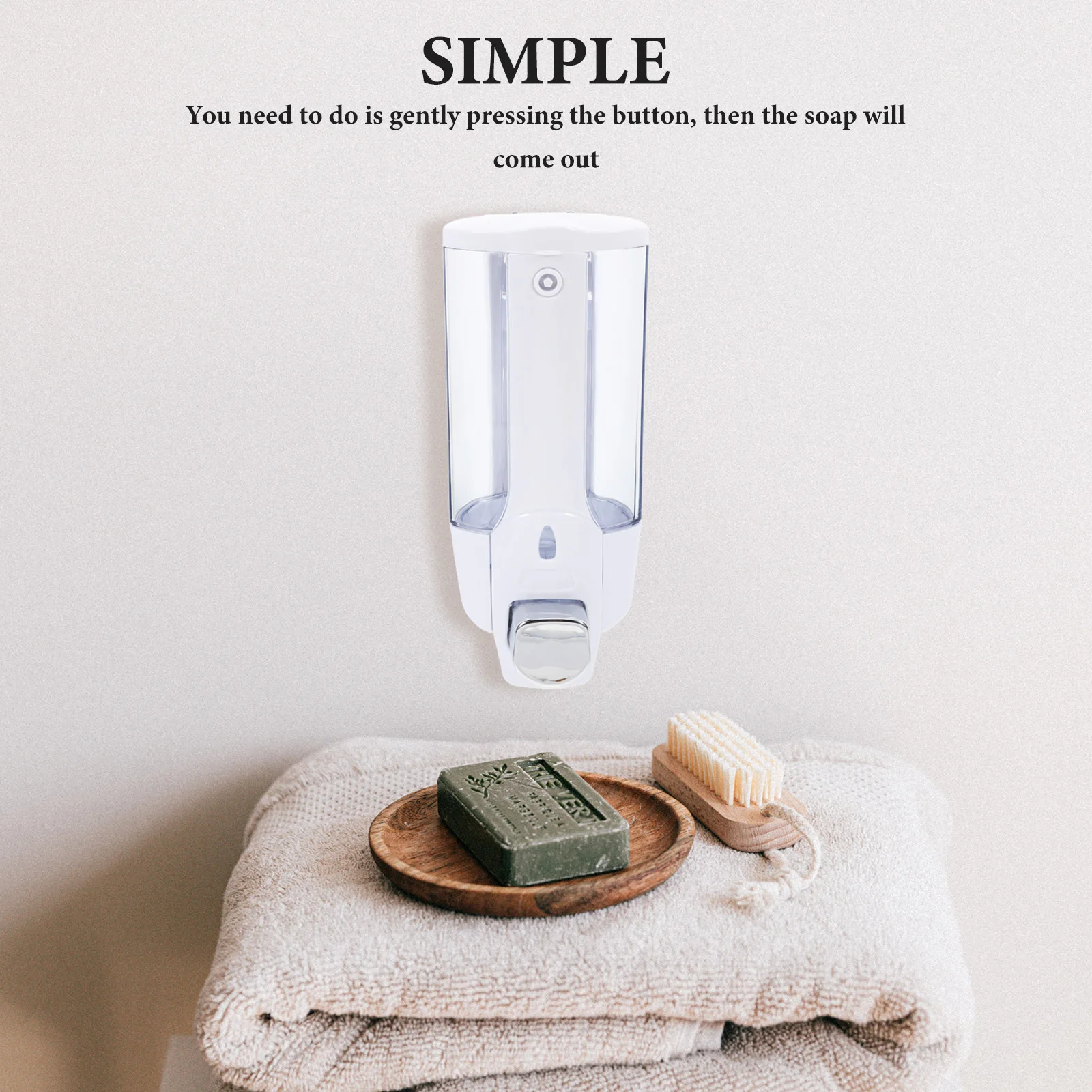 

Wall Mounted Foaming Soap Dispenser Single Head ABS Plastic Manual Liquid Soap Pump for Bathroom Kitchen Shower