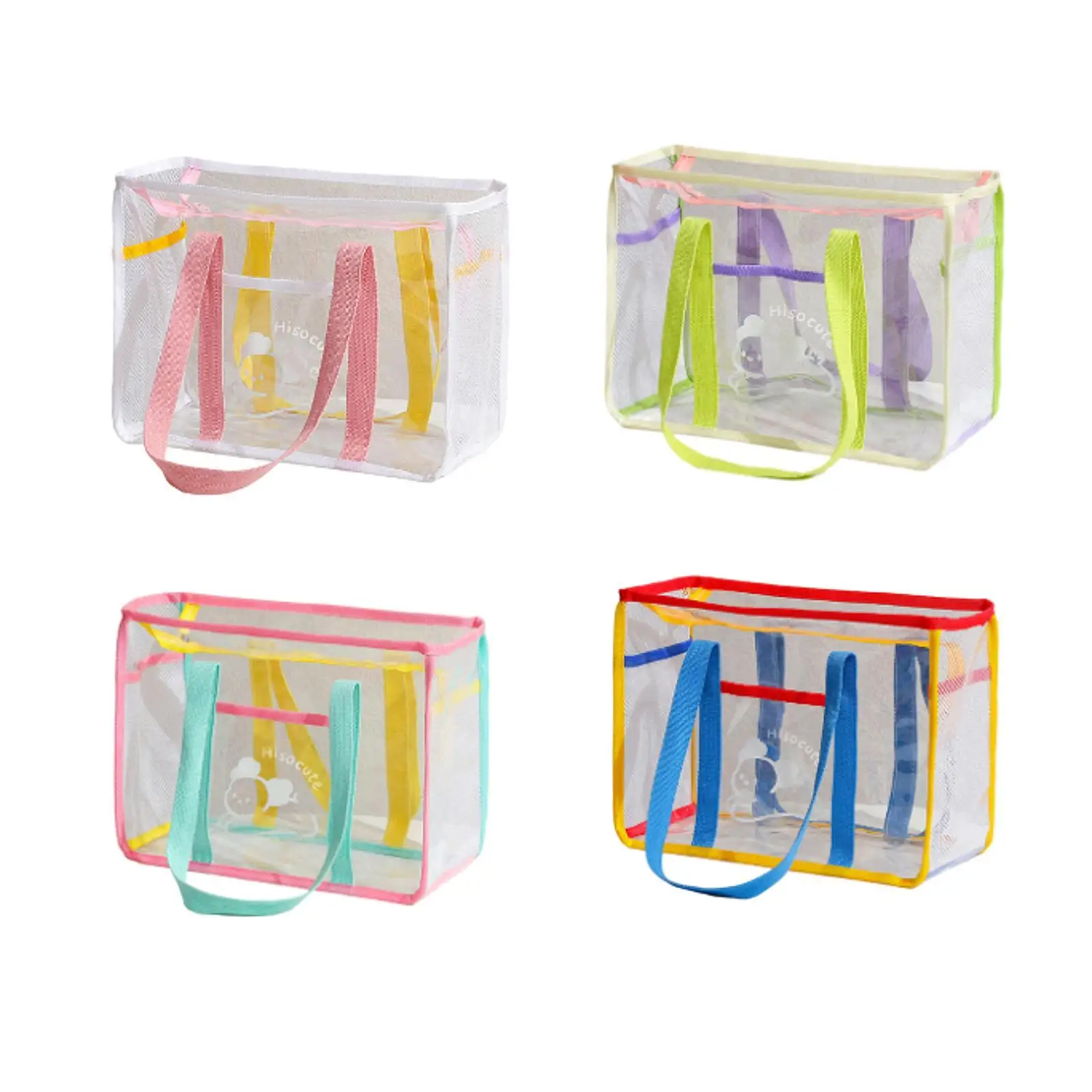 Clear Tote Bag Portable PVC Large Capacity Multipurpose Casual Womens Handbag Beach Tote for Gym Sporting Event Swimming Picnic