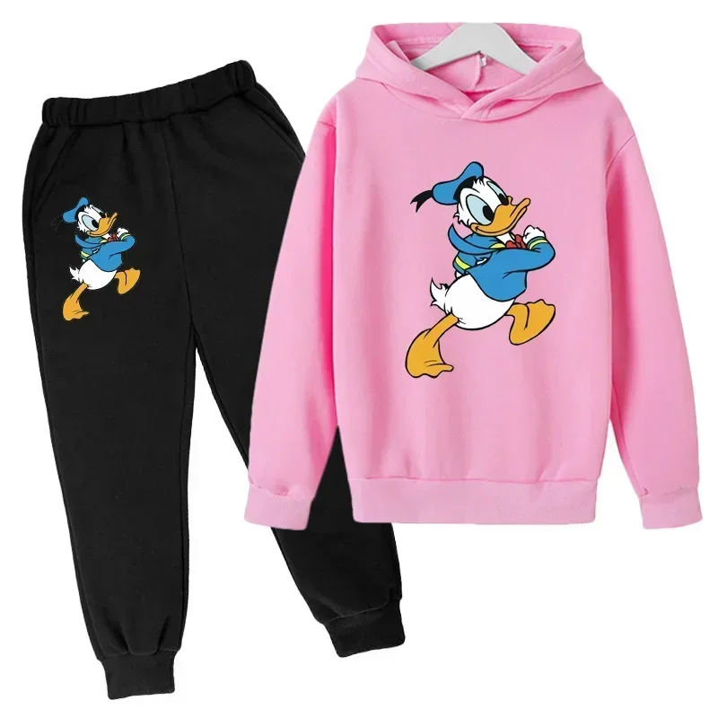 

Donald Duck Kids Two Piece Set Disney Mickey Mouse Boys Girls Clothes Hoodie+Pants Sweatshirt Tops Girl Hoodies Coat Clothing