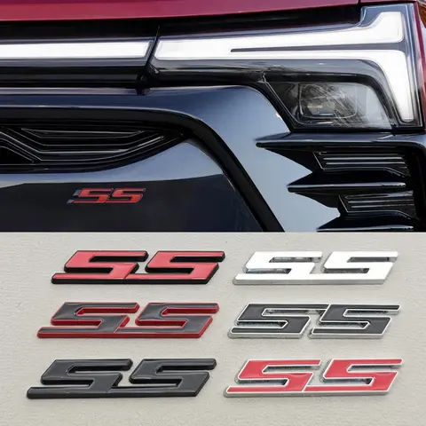 New Car Styling Badge 3D Metal SS Logo Front Grill Emblem Fender Trunk Sticker Decal Accessories For Chevrolet Camaro Silverado
