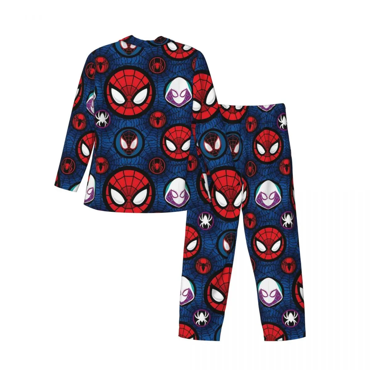 Marvel Spider Man Men's Pajamas Set Button Down Pajama 2 Piece Suit Pyjama Male Nightwear Loungewear