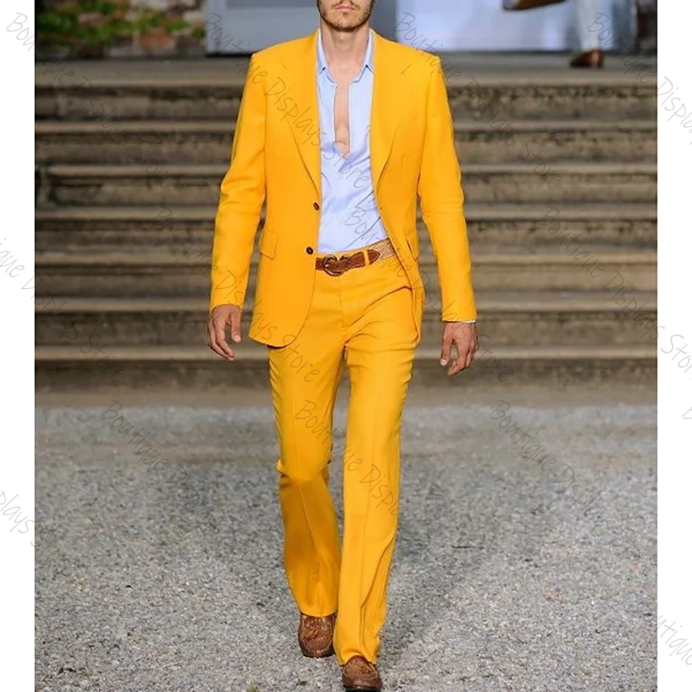 

Bright Yellow Single Breasted Slim Men Suit Two Pieces(Jacket+Pants) Outfits Casual Party Prom Wedding Set