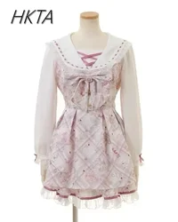 Liz Dress Japanese Mine Dress Set Spring Autumn New Sweet Bow Cartoon Long Sleeve Lolita Shirt Dress Shorts Two-piece Set Women