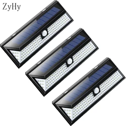 Outdoor LED Solar Sensor Light, Luz de parede, Luz forte, Decoração do jardim, 118 luzes, 4400mAh