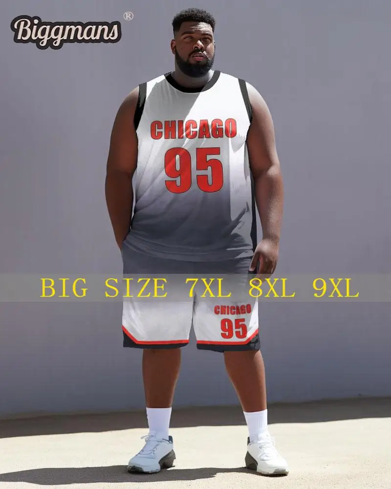 

Biggmans L-9Xl Sports Fashion Vest Plus Size Set for Summer Clothing Oversize Basketball Suit Block Print Shorts 7XL 8XL 9XL