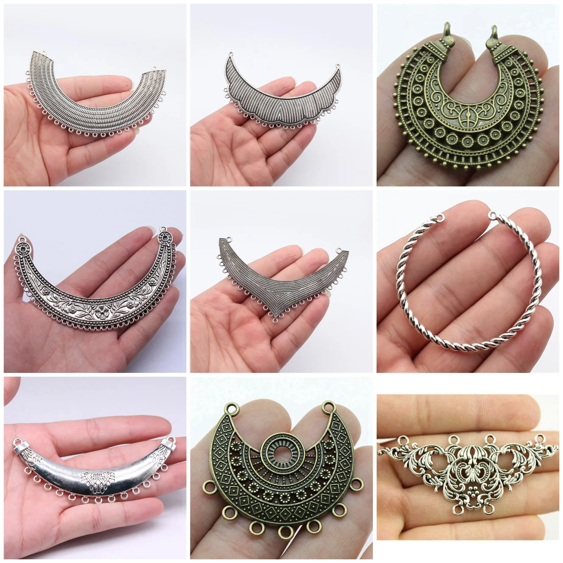 Multi Hole Curved Necklace Bar Connectors Jewelry Findings For DIY Bracelet Necklace Making Supplies