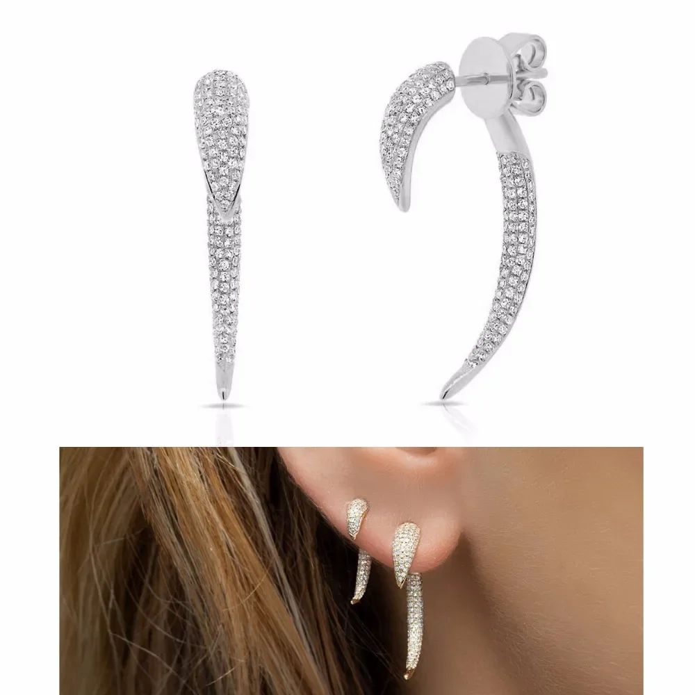 2018 new arrived hip hop fashion women earring jewelry micro pave cz bar spike double sidded earrings