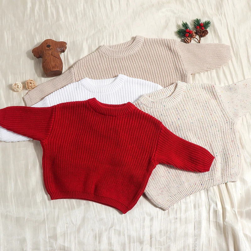 2025 New Autumn Baby Boys Girls Long Sleeve Pure Color Knit Sweater Kids Long Sleeved Solid Color Knitted Pullover Sweaters