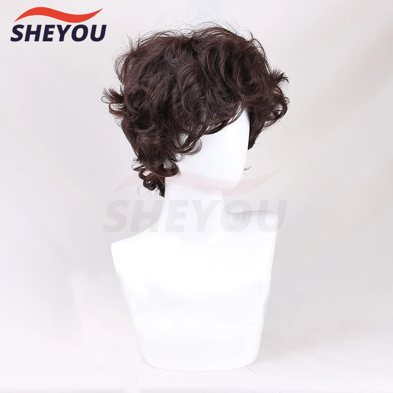 High Quality Frodo Baggins Cosplay Wig Short Brown Curl Heat Resistant Synthetic Hair Halloween Wigs + Wig Cap