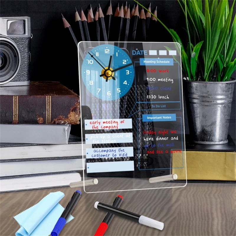 Настольная акриловая доска-еженедельник с часами, прозрачная акриловая доска для заметок K1KF
