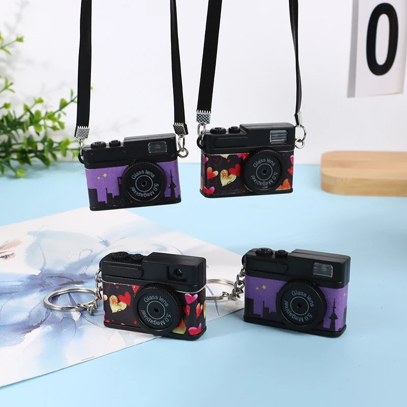 Doll Mini Camera Dollhouse SLR Camera Model W/Shutter Flash Doll Toy Creative Camera Keychain Bag Pendant Decor