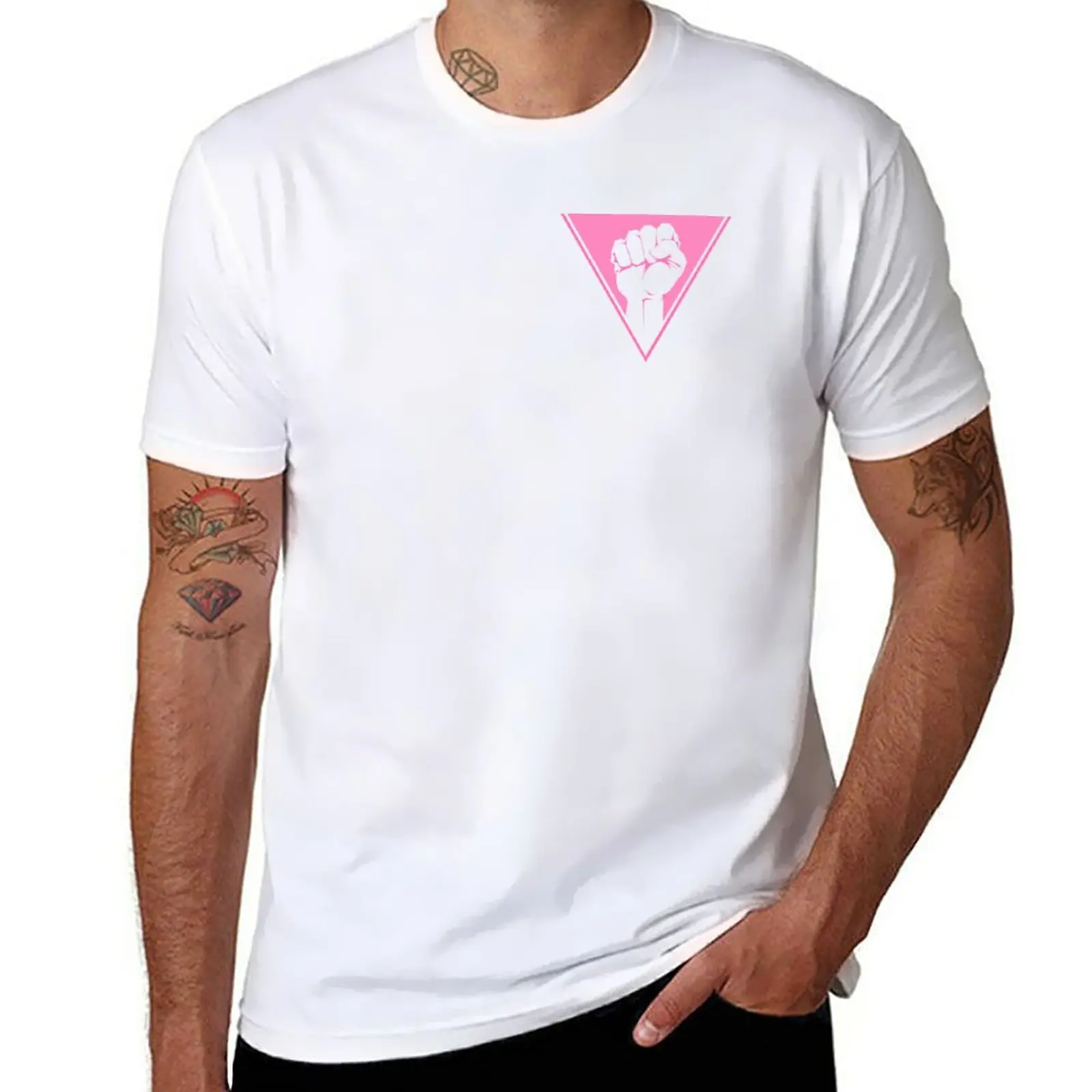 

New Pink Triangle - Keep on fighting T-Shirt korean fashion new edition t shirt plain t-shirt summer top men workout shirt