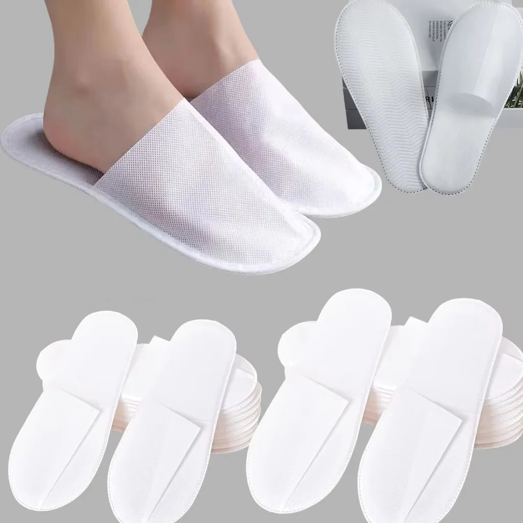 4/8/12/20 Pairs of Disposable White Slippers, Wholesale Disposable Slippers for Hotels, Guesthouses, Beauty Salons, Non-Slip Slippers for Home Use, Guest Reception, Travel, and Homestays