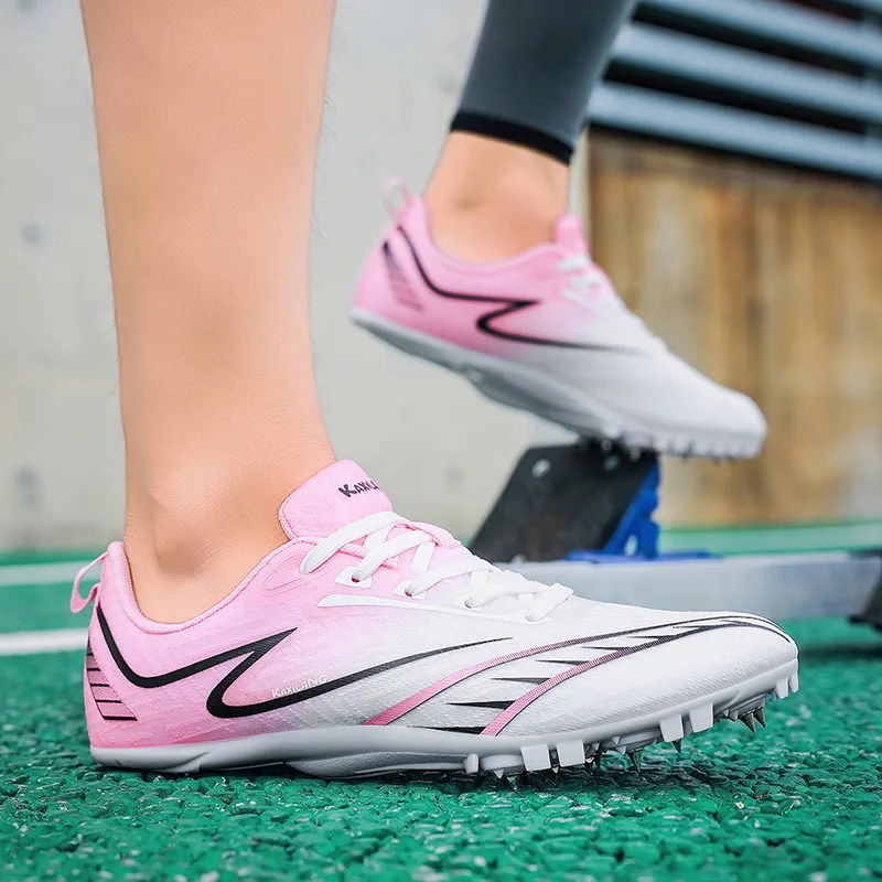 

New Men's Track Shoes Lightweight Training Spikes Running Shoes Man Breathable mesh Women Athletics Sneaker Youth Track Spikes