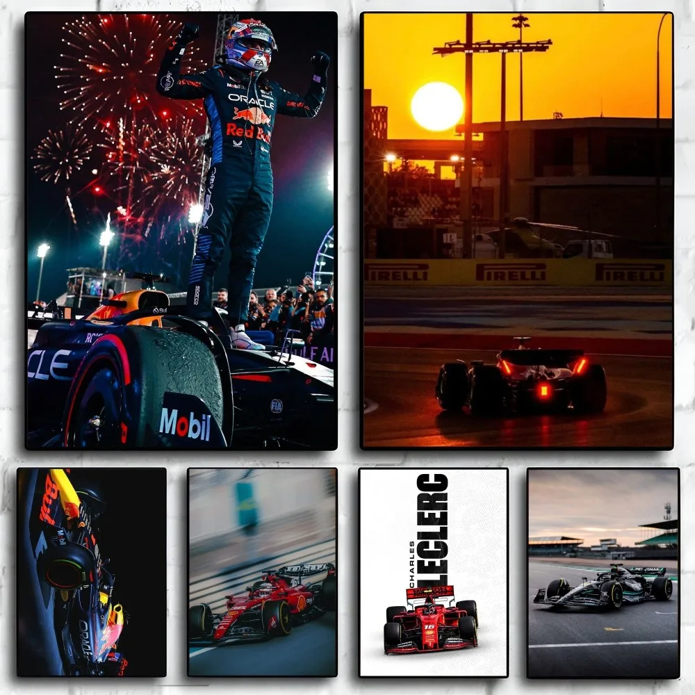 1PC F1 Car Poster Self-adhesive Art Waterproof Paper Sticker Coffee House Bar Room Wall Decor