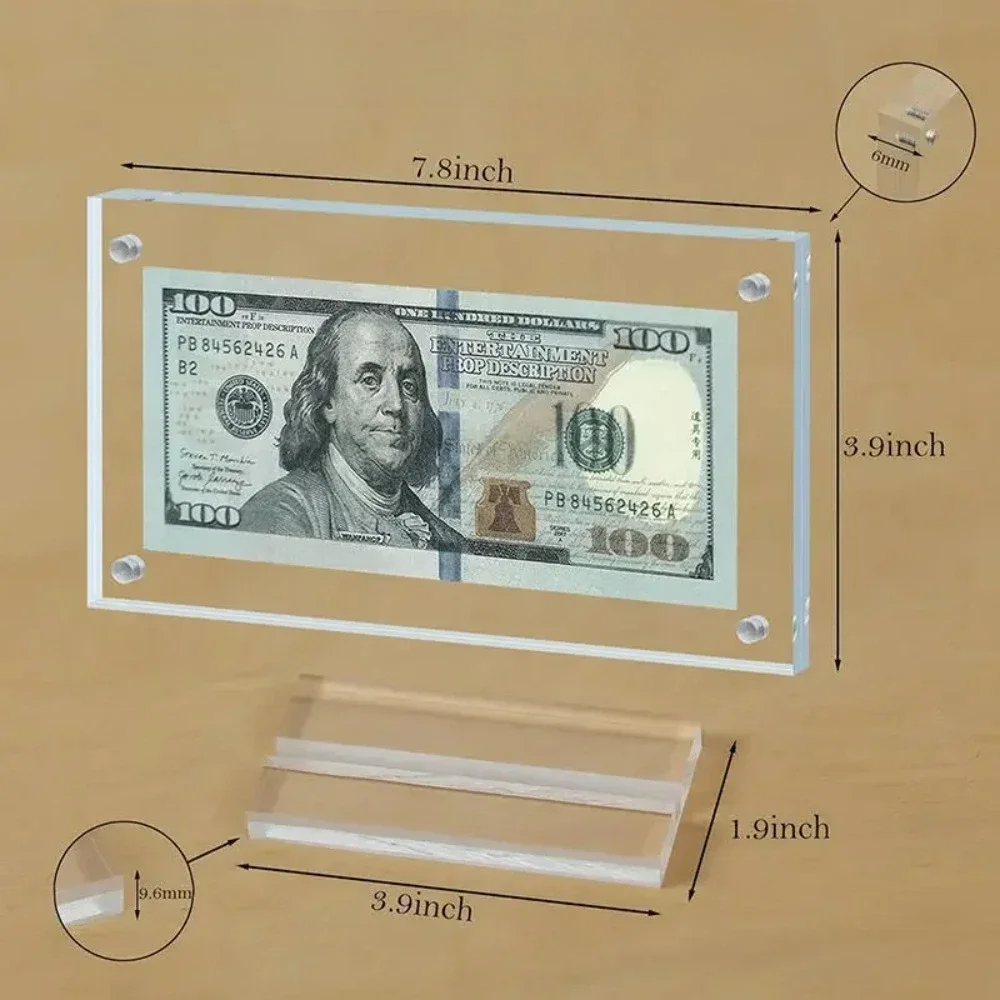 Banknote Display Frame Transparent Currency Collectible Holder Picture Dollar Frame Desk Decor Picture Ticket Protector Showcase
