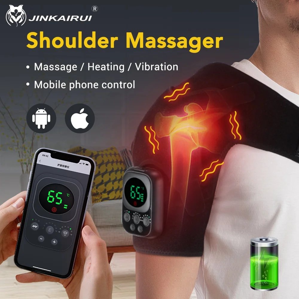 

Jinkairui Shoulder Heating Massager EMS Therapy Shoulder Vibration Heat Massager Wireless Control Therapy Massager