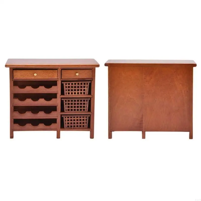 Cabinet d'affichage à vin en bois miniature pour les accessoires maison poupée meubles d'affichage parfait pour les
