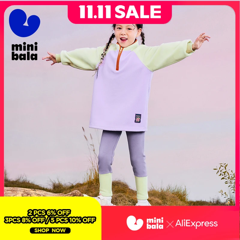 

Антистатический комплект из флиса Mini Bala для мальчиков и девочек, мягкий и теплый весенний наряд с цветными блоками