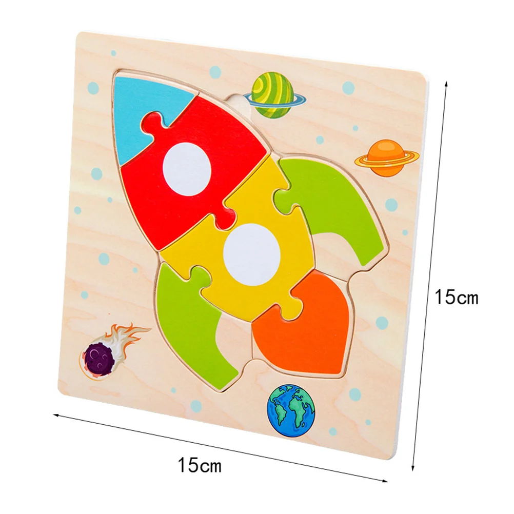 5pcs Wooden Puzzle For Kids Cartoon Car Plane Rocket Locomotive Ship Aircraft 3D Educational Jigsaw Brain Teaser Game