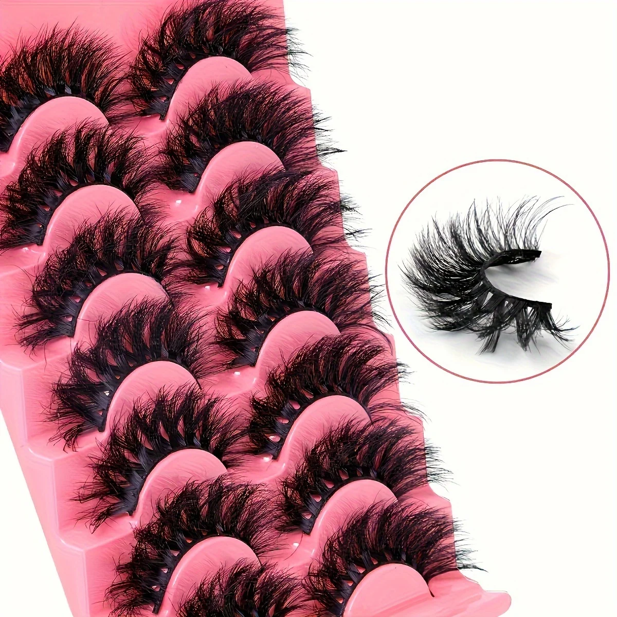 7 PAIRS faux Lashes Fluffy False Eyelashes17mm Full Wispy Lashes 8D Volume Curly Fake Eyelashes 7 Pairs Faux Mink Lashes Multipa