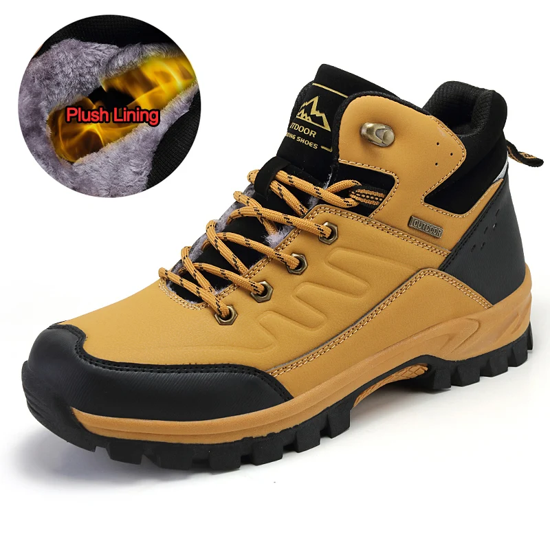 

Big Size Winter Men Boots Warm Plush Waterproof Windproof Snow Boots Non-slip Outdoor Mens Hiking Shoes Durable Casual Sneakers