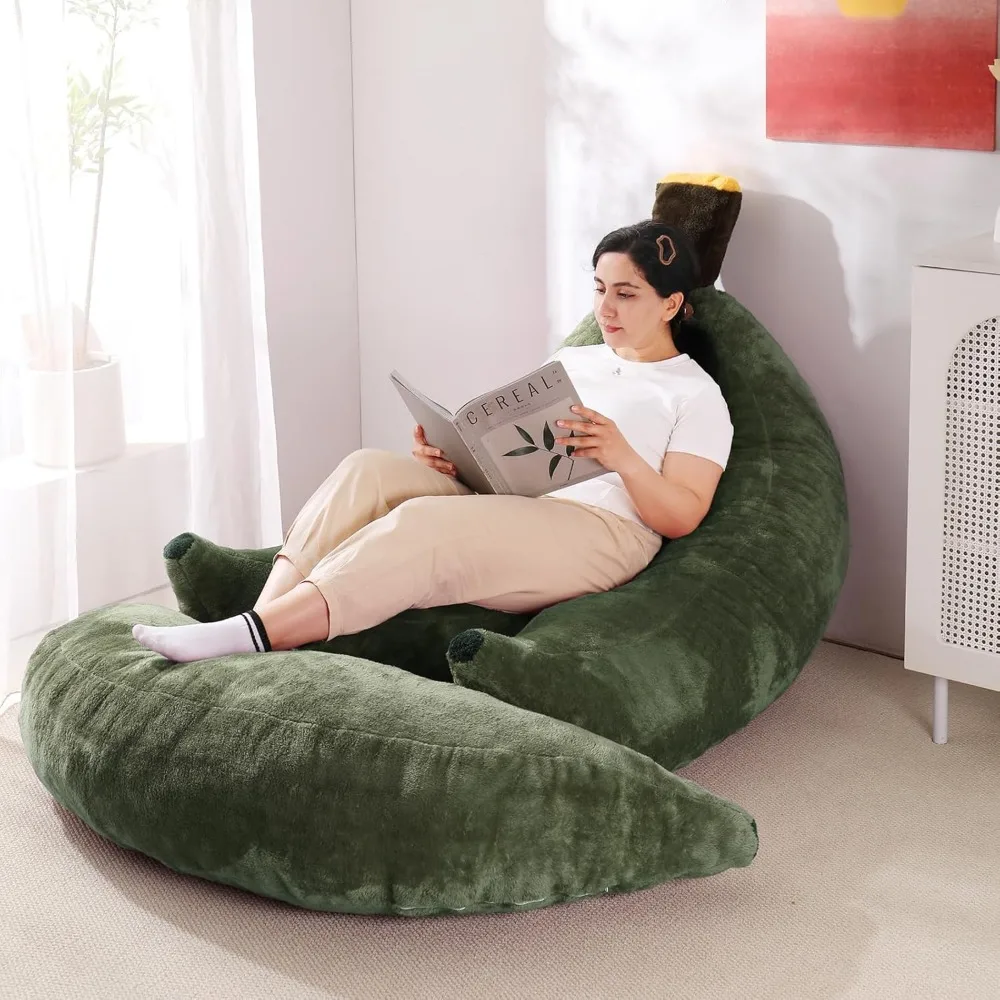 كرسي Banana Bean Bag مع مسند، أريكة أرضية مع مسند للقدمين، كرسي مريح قابل للتحويل للبالغين، أريكة قطيفة لغرفة النوم، #6