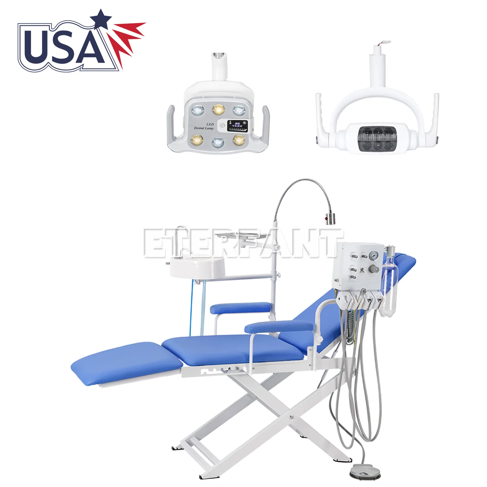 

ENTERFANT 6 LED Dental 8W/9W Shadowless Oral Lamp Light Induction Sensor/Portable Foldable Chair Set with Air Turbine&LED Light