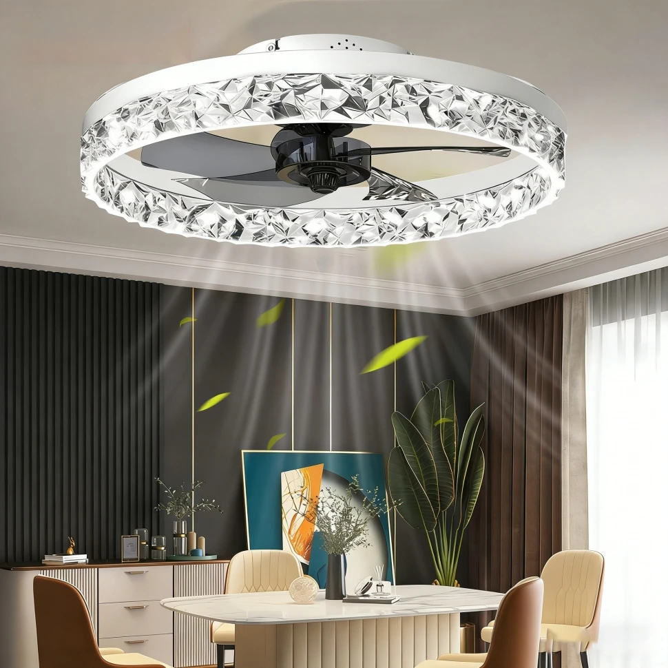 

Современный потолочный вентилятор с пультом ДУ, умный потолочный светильник, электрический вентилятор для дома, бесшумный, с регулировкой яркости, таймером и 6 скоростями