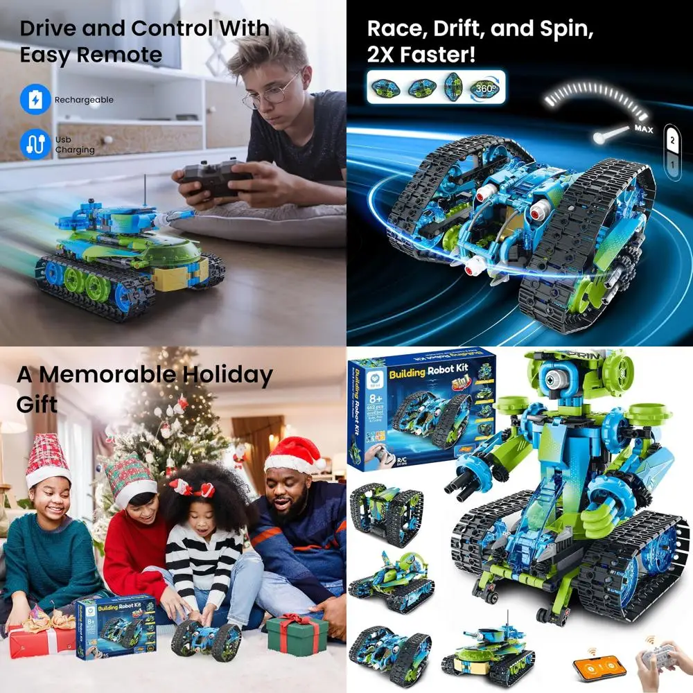 

STEM Robot Car Kit: 5-in-1 Technic Models with 662 Pieces, Remote Control Stunt Racer for Kids 8-14, Ideal Christmas Gift