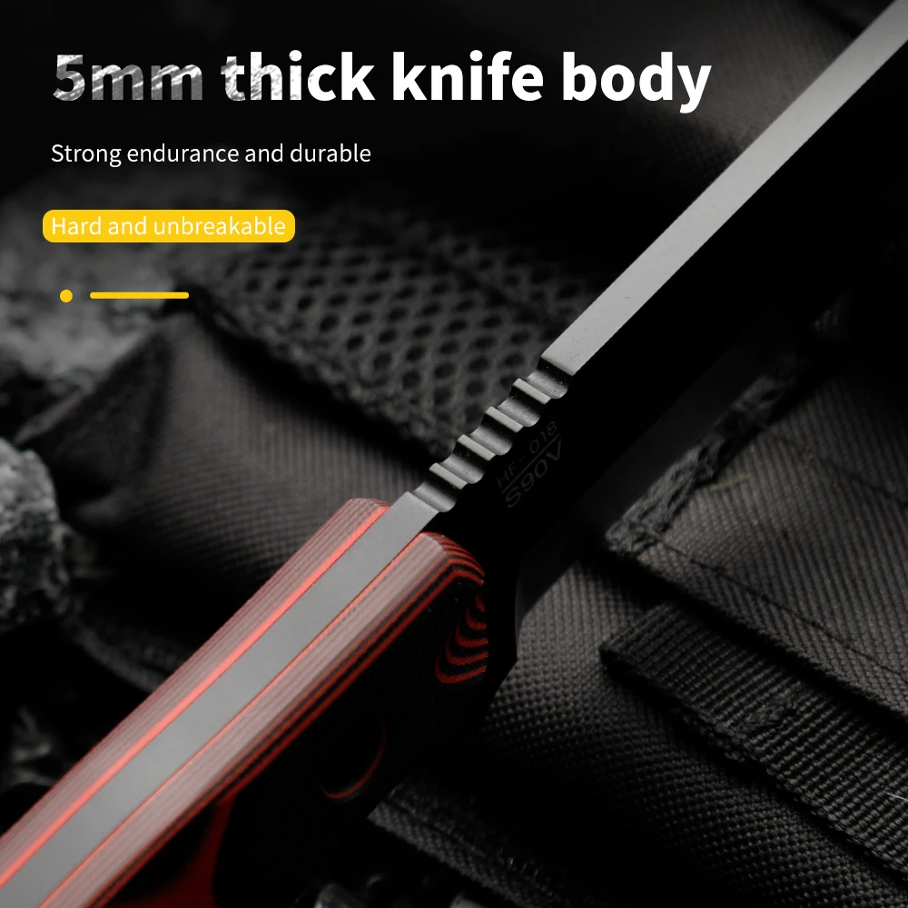 High-quality steel fixed-blade outdoor knife, camping knife with high-hardness stainless steel integrated spine and sheath, emer - view 5