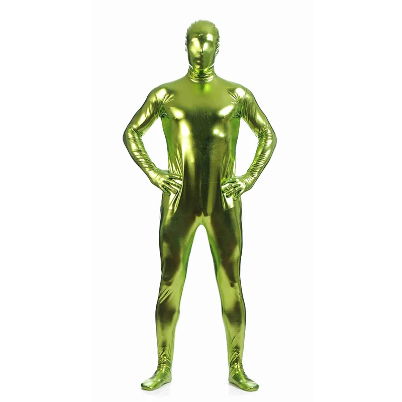 Unisex Adult Shiny Spandex Full Body Zentai Suit Costume for Halloween Catsuit Metallic Nylon One Piece Unitard Party Wet Look