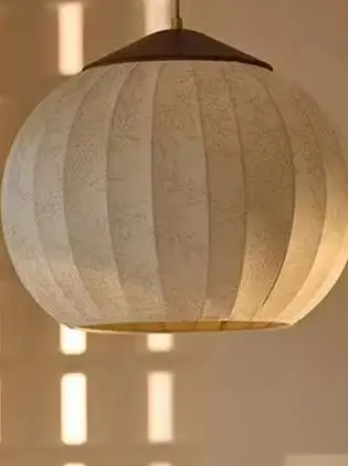 Japanese Wabi Sabi Pattern Cloth Pendant Lights Living Room Retro Solid Wood Dining Table Lamp