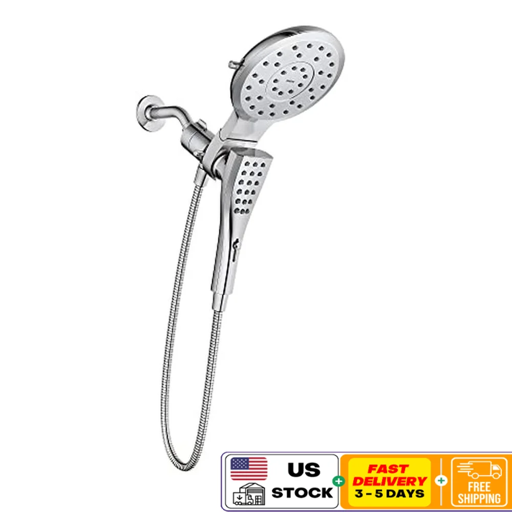 Chrome Rain Shower Head and Handshower Combo Infiniti Dial Magnetix Docking System 3-in-1 Design DIY Installation Recycled Ocean