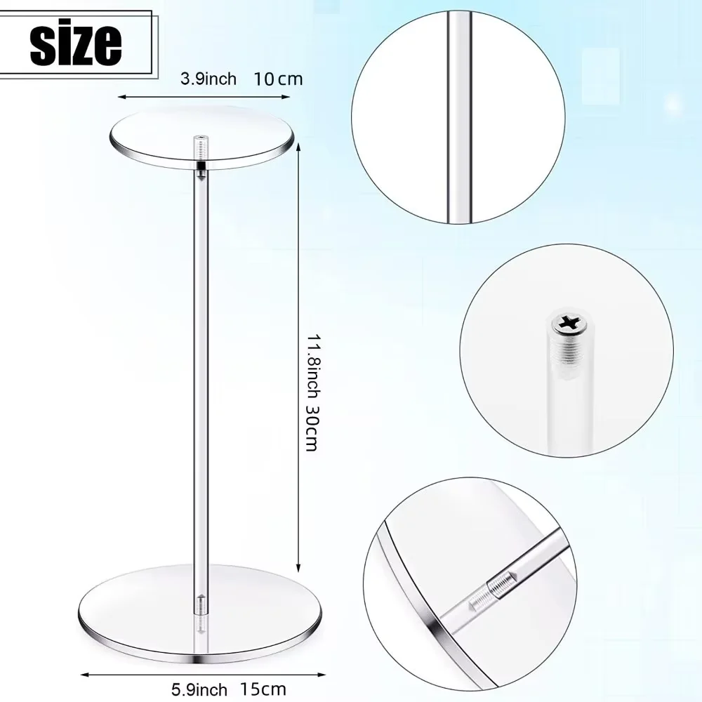 30CM Cap Hat Display Stand Transparent Acrylic Wig Riser Holder Counter Storage Rack for Jewelry Watch Shop Shelf view 6