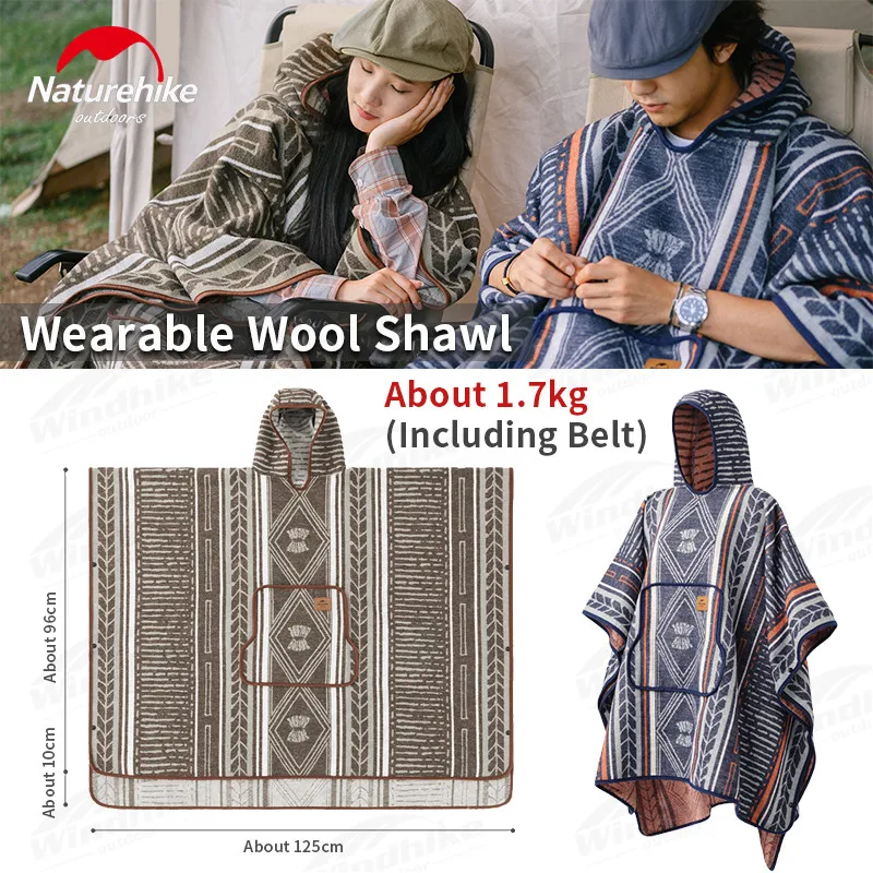 

Naturehike Wearable Wool Shawl Outdoor Camping Portable Multifunctional warm Quilts Cover Blankets Wool Cloak Shawl Comfortable