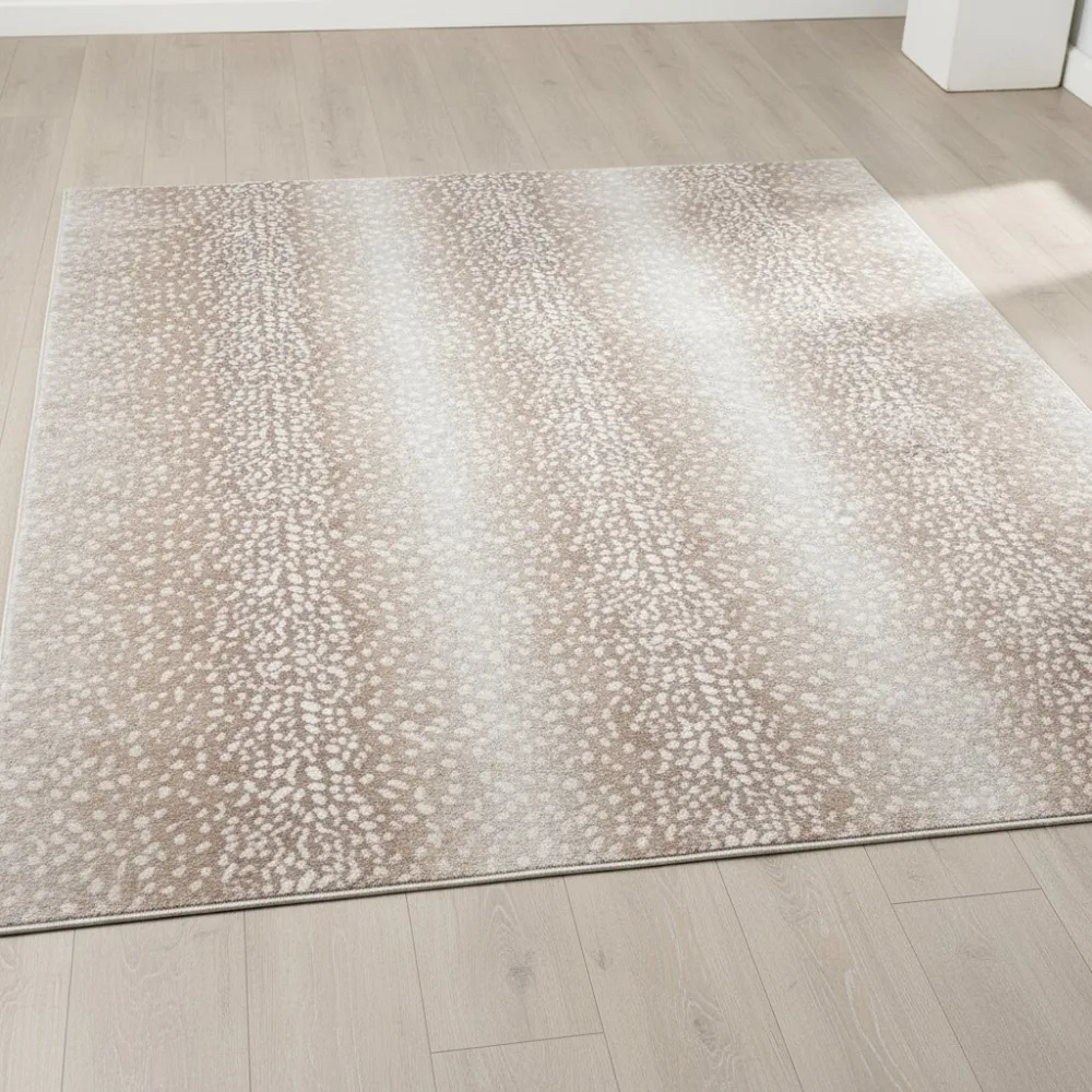 

Modern Antelope Print Area Rug 5x7 Camel Brown Non-Shedding Stain Resistant for Living Room Bedroom Kitchen Office