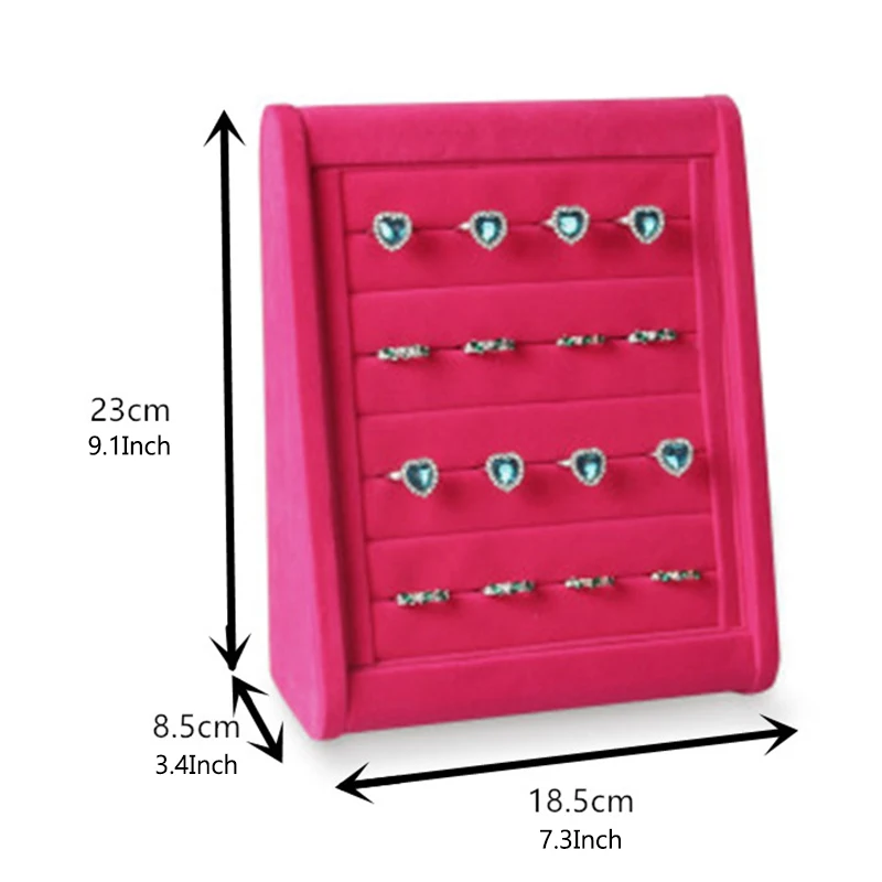 Oblique Velvet Rings Organizer Holder Storage Board Rings Display Jewelry Display Stand Counter Display Rack Storage Board