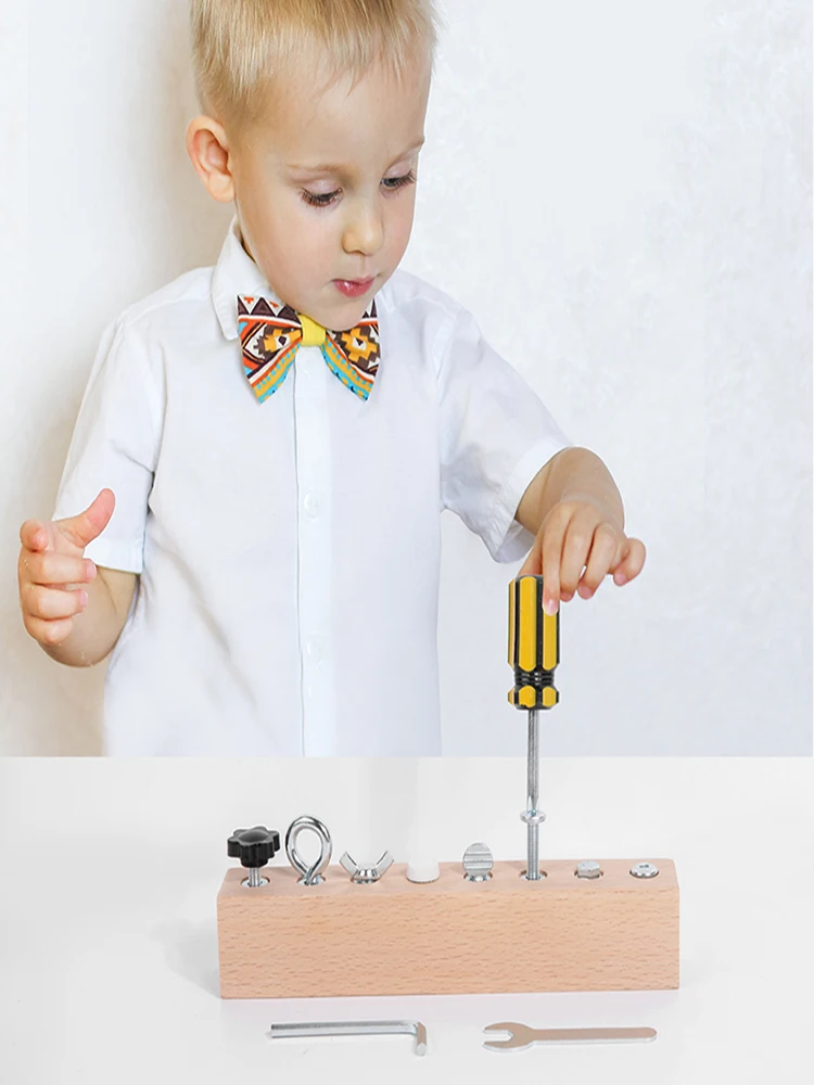 Children Montessori Educational Wooden Toys Screws and Nuts Disassembling Busy Board Kids Hand-eye Coordination Training Toy boy