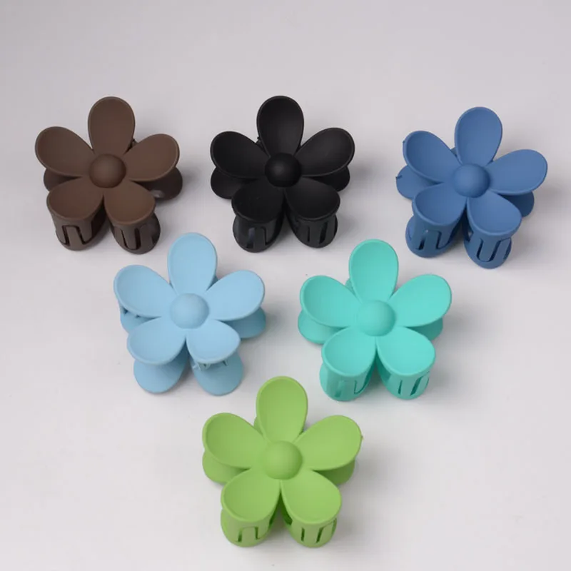 Plástico Doce Colorido Grab Clip, Doce Flor Fosco, Moda parte traseira da cabeça enrolada, Rabo de cavalo Top Clip