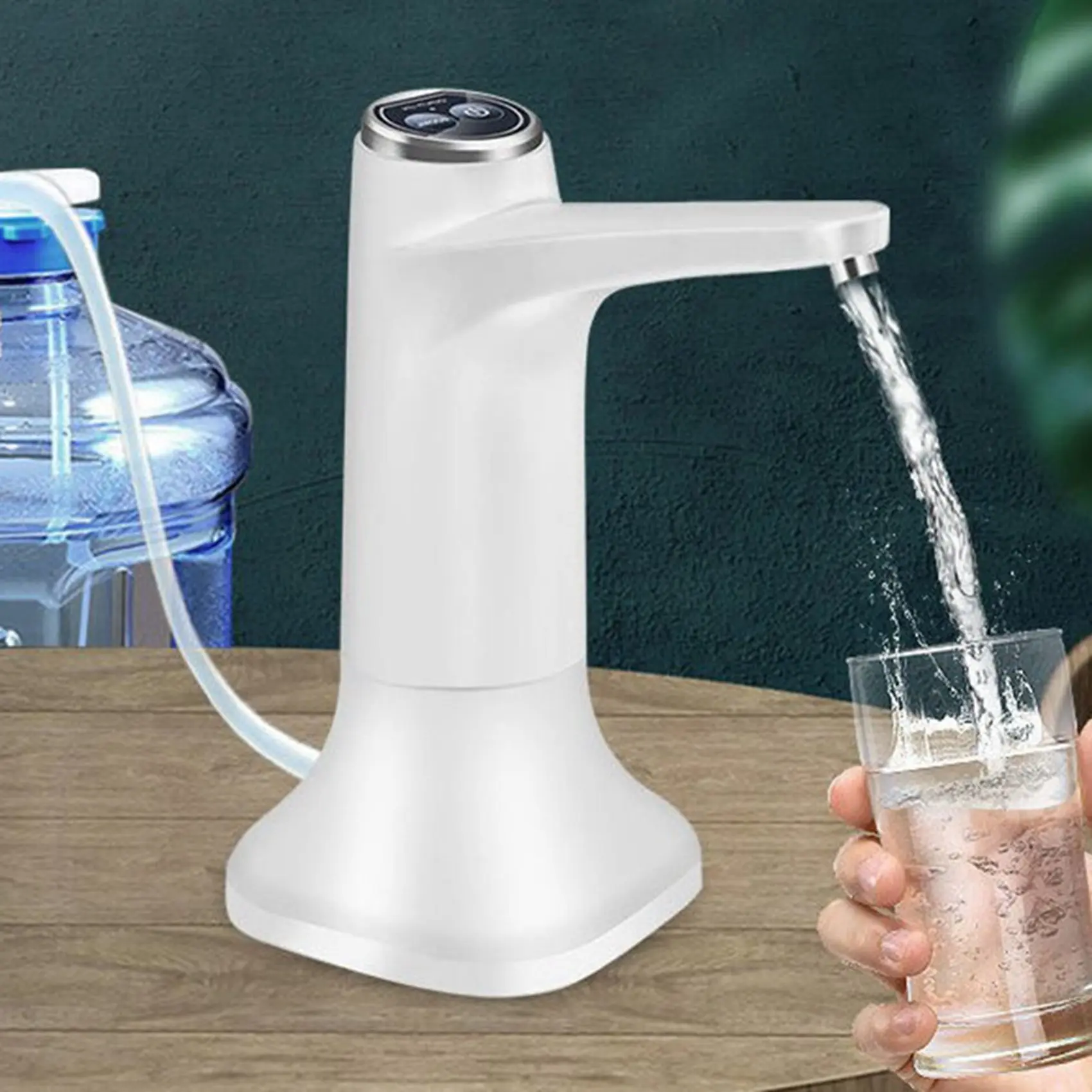 BAAO-3X Electric Water Bottle Pump With Base USB Water Dispenser Portable Automatic Water Pump Bucket Bottle Dispenser Dark Gray